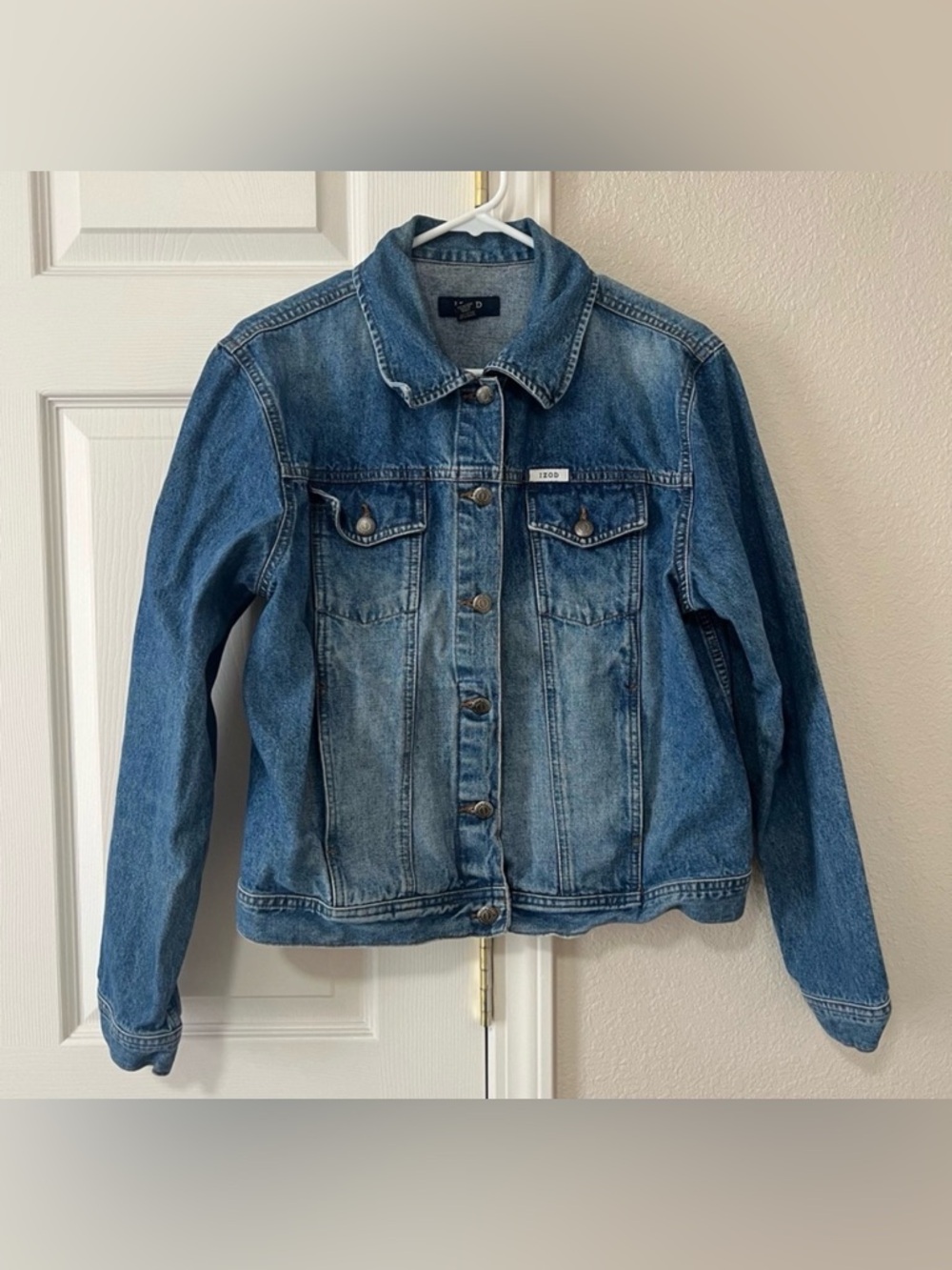 Vintage IZOD Blue Jean Jacket Women’s XL ~ Classic Style/ 100% Cotton/ 4 Pockets
